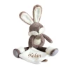 Baby'Nat - Papuche Le Lapin Doudou Mouchoir Marron Blanc 30 Cm
