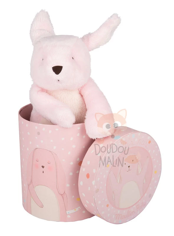 Moulin Roty A Petits Pas Peluche Lapin Rose Blanc 1 Moulin Roty A Petits Pas Peluche Lapin Rose Blanc