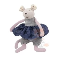 Moulin Roty Collection Aimé Et Céleste Doudou Hochet Souris Violet Gris étoile