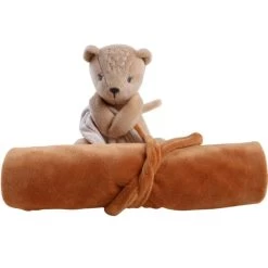 Noukie's - Babou Et Kendi - Doudou Couverture Ours Beige Caramel 50 X 50 Cm -Peluches Soldes Magasin babou20et20kendi2020couverture20ours20beige20caramel205020x205020cm 3