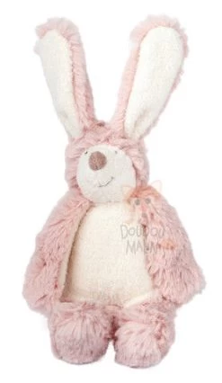 Moulin Roty Collection La Bande à Basile Hochet Doudou Lapin Rose Blanc