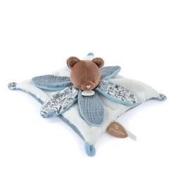 Doudou Et Compagnie - Boh'Aime - Doudou Plat Pétale Ours Marron Bleu Blanc 27 Cm -Peluches Soldes Magasin bohaime2020plat20petale20ours20marron20bleu20blanc202720cm 1