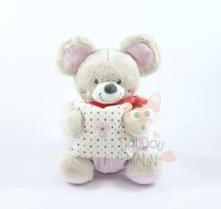 Mots D'enfants Boîte à Musique Souris Rose 25 Cm