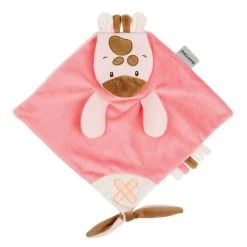 Nattou Buddiezzz Doudou Plat Girafe Rose Avec Attache-sucette