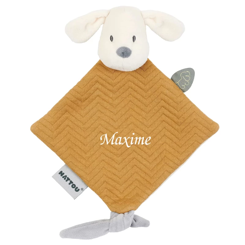 Nattou - Charlie Le Chien - Mini Doudou Plat Marron Caramel Jacquard 20 Cm 1 Nattou - Charlie Le Chien - Mini Doudou Plat Marron Caramel Jacquard 20 Cm