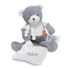 Baby'Nat - Coton BIO - Peluche Avec Doudou Ours Gris 30 Cm
