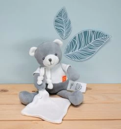 Baby'Nat - Coton BIO - Peluche Avec Doudou Ours Gris 30 Cm -Peluches Soldes Magasin coton20bio2020peluche20avec20ours20gris203020cm