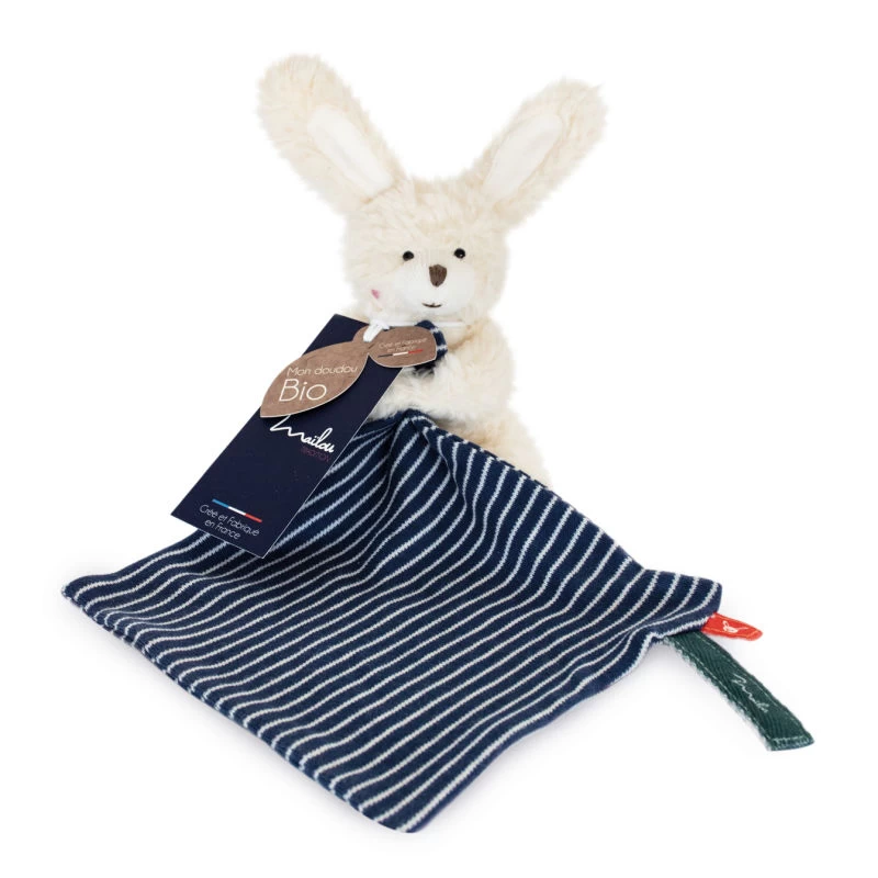 Maïlou Tradition - Coton Bio & Made In France - Doudou Mouchoir Lapin 22 Cm 2 Maïlou Tradition - Coton Bio & Made In France - Doudou Mouchoir Lapin 22 Cm – Image 2