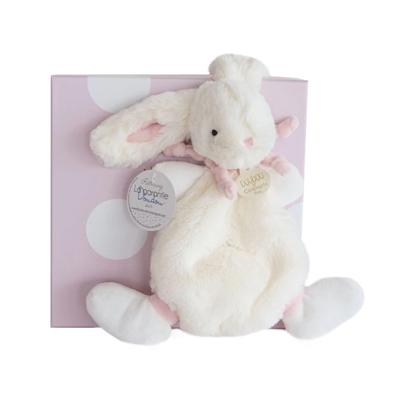 Doudou Et Compagnie - Lapin Bonbon Doudou Plat Rose Blanc 1 Doudou Et Compagnie - Lapin Bonbon Doudou Plat Rose Blanc