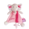 Baby'Nat - Edgar Et Eglantine - Doudou Attache-sucette éléphant Rose 20 Cm