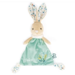 Kaloo - Fripons - Doudou Plat Triangle Justin Le Lapin Vert 20 Cm