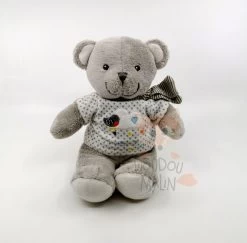 Mots D'enfants Boîte à Musique Ours Gris Blanc Nuage 25 Cm