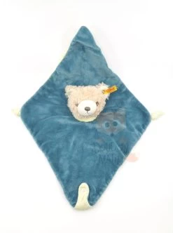 Steiff Doudou Plat Ours Bleu Vert 30 Cm