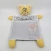 Mots D'enfants Doudou Plat Léopard Blanc Jaune Gris 30 Cm
