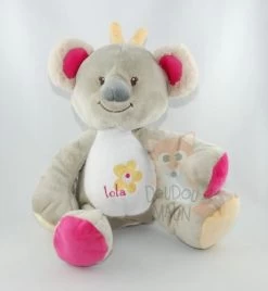 Bebisol Doudou Koala Rose Gris Jaune Fleur Lola