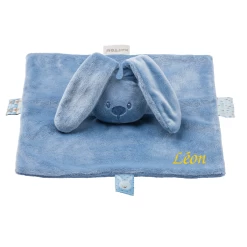 Nattou Lapidou Doudou Plat Lapin Bleu 20 Cm