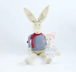 Bout'chou Doudou Lapin Marinière Bleu Rouge Beige