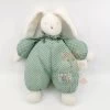 Moulin Roty Les Douillettes Doudou Peluche Lapin Vert Blanc 25 Cm