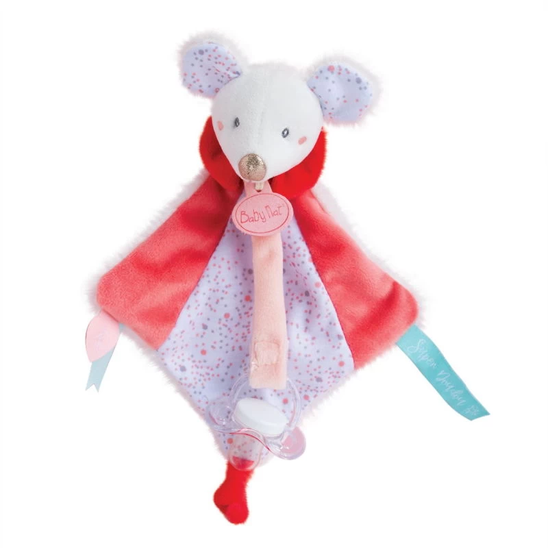 Baby'Nat - Les Super Doudous - Attache-sucette Souris Rose 20 Cm 1 Baby'Nat - Les Super Doudous - Attache-sucette Souris Rose 20 Cm