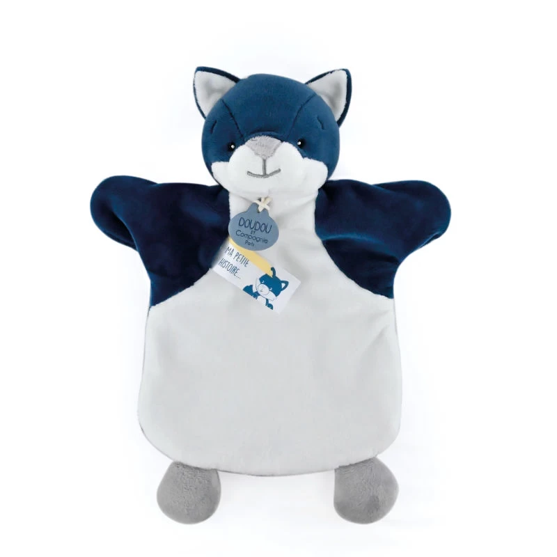 Doudou Et Compagnie - Marionnette Loup Bleu Blanc 25 Cm 2 Doudou Et Compagnie - Marionnette Loup Bleu Blanc 25 Cm – Image 2
