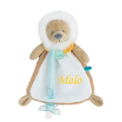 Baby'Nat - Maxou Le Lion - Doudou Attache-sucette 20 Cm