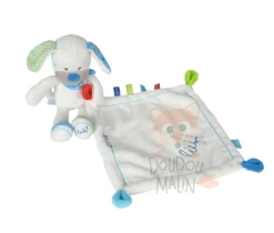 Lief Doudou Mouchoir Chien Blanc Bleu étoile