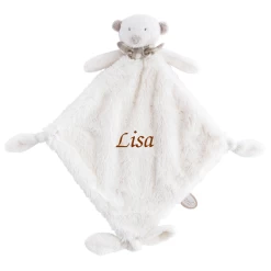 Dimpel - Noann L'ours - Grand Doudou Plat Blanc 35 Cm