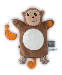 Kaloo Nopnop Doudou Marionnette Singe Marron Blanc Orange Banane
