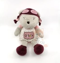 Sauthon - Ophélie L'ours - Peluche Rose Violet 25 Cm
