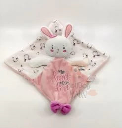 Pat & Ripaton La Halle Doudou Plat Lapin Rose Blanc My Sweet Love 25 Cm