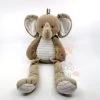 Nicotoy - Peluche Doudou éléphant Beige Gris 40 Cm