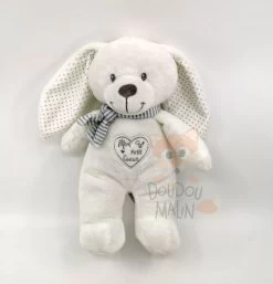 Pommette - Peluche Lapin Blanc Mon Petit Coeur 30 Cm