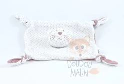 Bout'chou Doudou Plat Chat Rose Blanc étoile