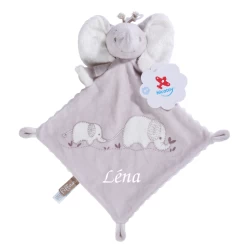 Nicotoy Doudou Plat Fiffan L'éléphant Gris 25 Cm