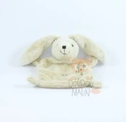 Nicotoy Doudou Plat Lapin Beige Marron Emprunte