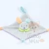 U Tout Petits Doudou Plat Lapin Gris Vert Orange Violet