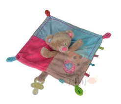 Lief Doudou Plat Ours Rose Bleu Marron Coeur