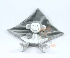 Nicotoy Doudou Plat Singe Gris Blanc