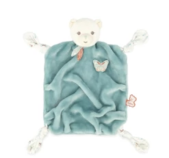 Kaloo - Plume - Doudou Plat Ours Bleu Vert Papillon 26 Cm