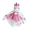 Baby'Nat - Poussière D'étoiles - Doudou Plat Licorne Rose Fuchsia Blanc 25 Cm