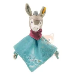 Steiff Doudou Plat Issy L'âne Bleu Beige