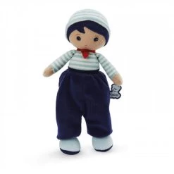 Kaloo Tendresse Lucas Poupée Bleue Bonnet Rayé Et Bandana Rouge 25 Cm