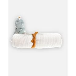 Noukie's - Tiga Stegi Et Ops - Doudou Couverture Mousseline Coton Dinosaure Vert 50 X 50 CM