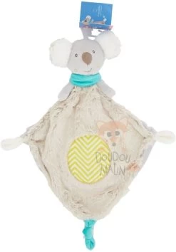 Tigex Doudou Plat Koala Gris Jaune 30 Cm
